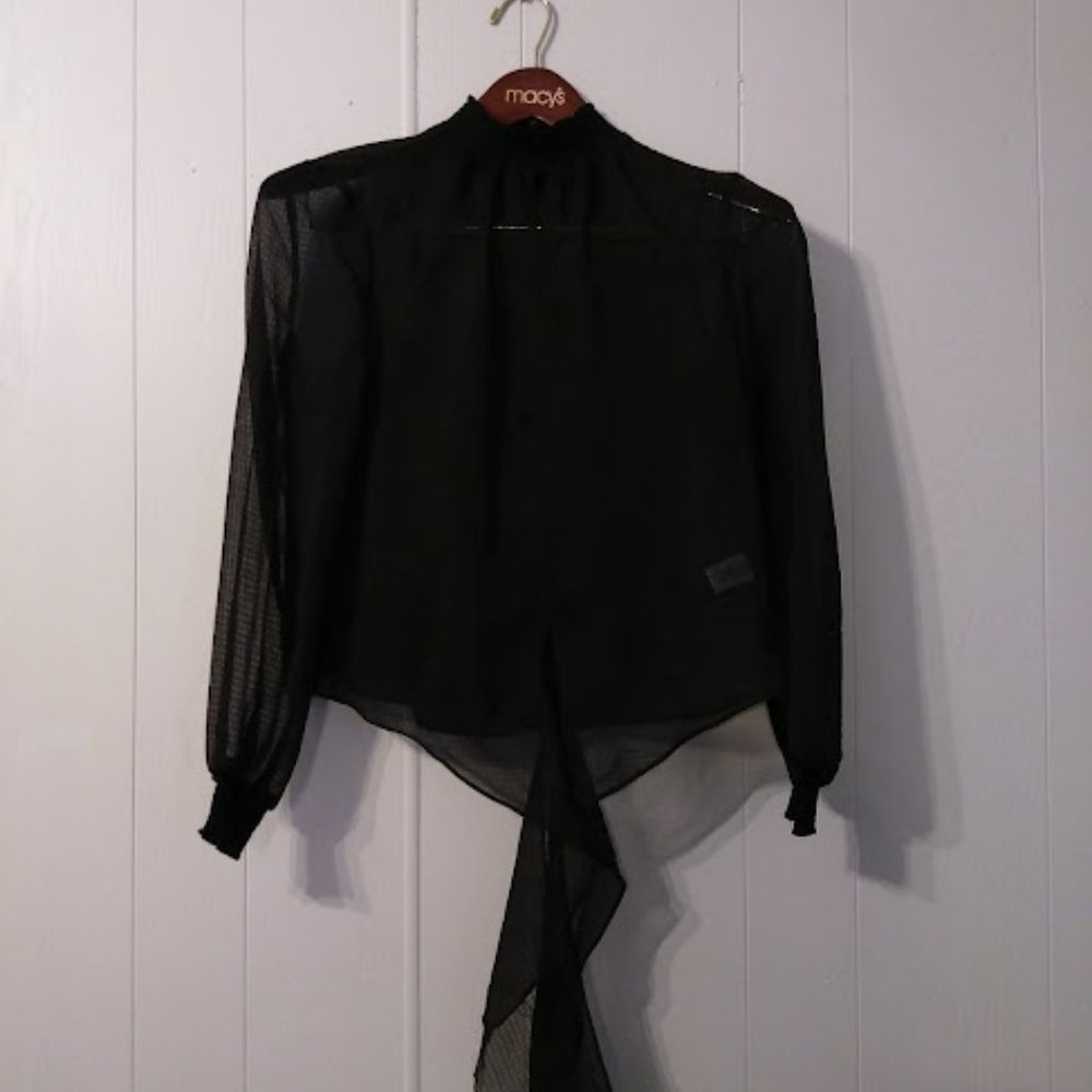 1.State Women's Smock Neck Tie Waist Blouse - Picture 2 of 6